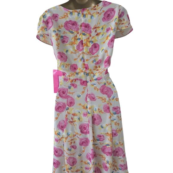 NWT Sz 8 Vintage Betsey Johnson Pink Floral Dress Empire Waist - Picture 4 of 7